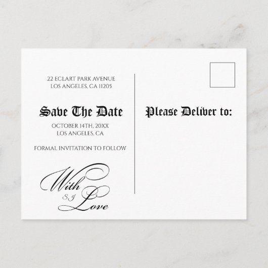 Carte Postale Faire-part Unique Journal Classic Enregistrer La Date (Dos)