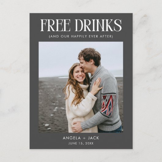 Carte Postale Faire-part Unique photo Budget Mariage Enregistrer la date (Devant)