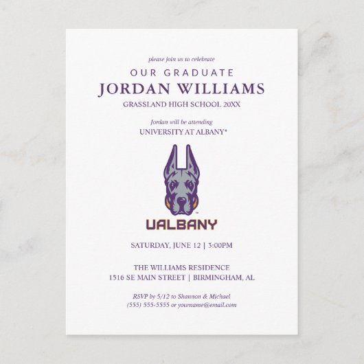 Carte Postale Faire-part Université d'Albany Great Danes (Devant)