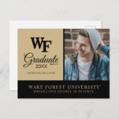 Carte Postale Faire-part Université de Wake Forest | WF (Devant / Derrière)