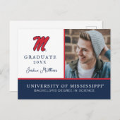 Carte Postale Faire-part Université du Mississippi | Script M (Devant / Derrière)