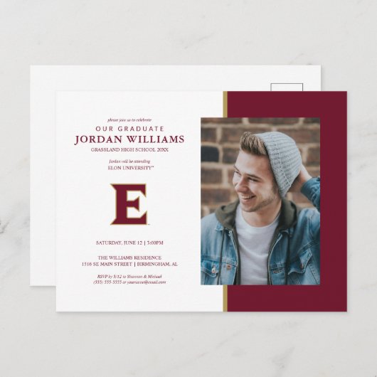 Carte Postale Faire-part Université Elon E | Diplôme (Devant / Derrière)