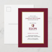 Carte Postale Faire-part Université Elon | Remise des diplômes (Devant / Derrière)