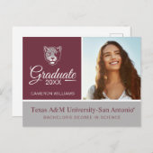 Carte Postale Faire-part Université Texas A&M de San Antonio | Jaguars (Devant / Derrière)