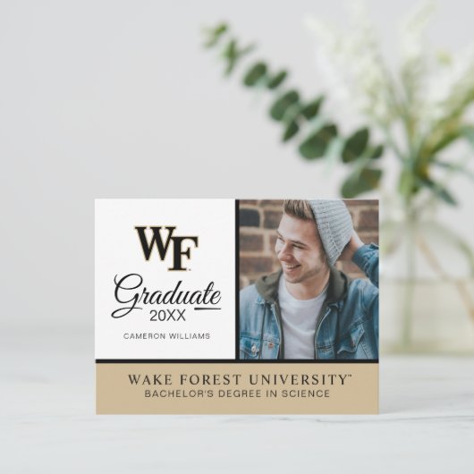 Carte Postale Faire-part Université Wake Forest | WF (Debout devant)