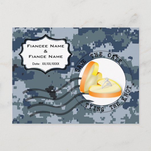 Carte Postale Faire-part USN Marine Date à retenir & Alliance (Devant)