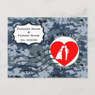 Carte Postale Faire-part USN Marine Date de mariage & Couple