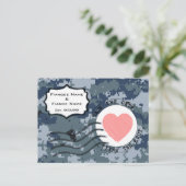 Carte Postale Faire-part USN Marine Épargnez la date et cœur (Debout devant)