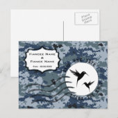 Carte Postale Faire-part USN Marine Épargnez la date & Oiseaux de l'amour (Devant / Derrière)