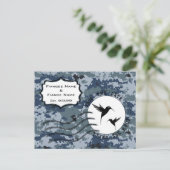 Carte Postale Faire-part USN Marine Épargnez la date & Oiseaux de l'amour (Debout devant)