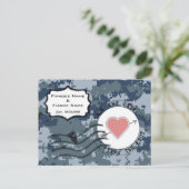 Carte Postale Faire-part USN Marine Sauvegarder la Date et le Cœur (Debout devant)