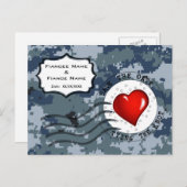 Carte Postale Faire-part USN Marine Sauvegarder la Date et le Cœur (Devant / Derrière)