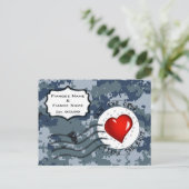 Carte Postale Faire-part USN Marine Sauvegarder la Date et le Cœur (Debout devant)