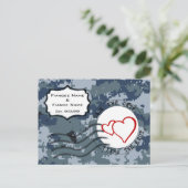 Carte Postale Faire-part USN Marine Sauver la Date et les Cœurs (Debout devant)