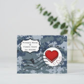 Carte Postale Faire-part USN Marine Sauver la Date et les Cœurs (Debout devant)