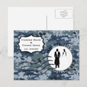 Carte Postale Faire-part USN Marine Save la Date & Mariés (Devant / Derrière)