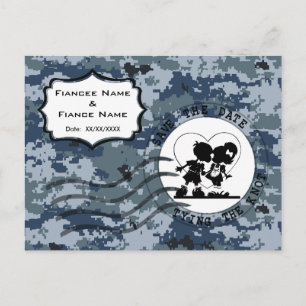 Carte Postale Faire-part USN Navy Date à retenir & Couple