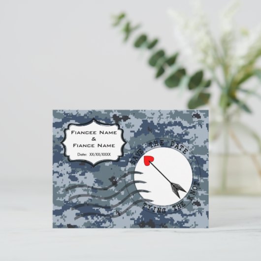 Carte Postale Faire-part USN Navy Enregistrer la date et la flèche (Debout devant)