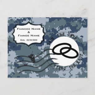 Carte Postale Faire-part USN Navy Enregistrer la date et les anneaux