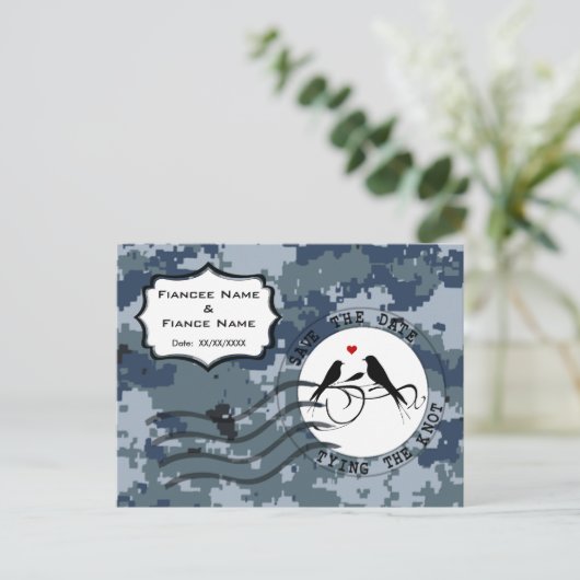 Carte Postale Faire-part USN Navy Épargnez la date et les amoureux (Debout devant)