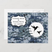 Carte Postale Faire-part USN Navy Étape à franchir & Oiseaux de l'amour (Devant / Derrière)