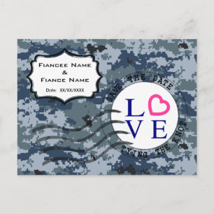 Carte Postale Faire-part USN Navy Sauvez la date et l'amour