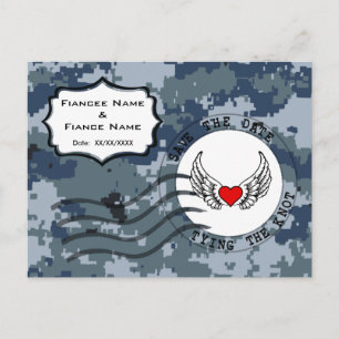 Carte Postale Faire-part USN Navy Sauvez la date et le coeur