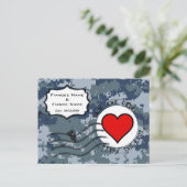 Carte Postale Faire-part USN Navy Sauvez la date et le coeur (Debout devant)