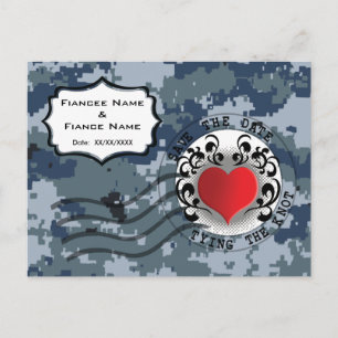 Carte Postale Faire-part USN Navy Sauvez la date et le coeur