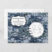 Carte Postale Faire-part USN Navy Sauvez la date et le couple (Devant / Derrière)