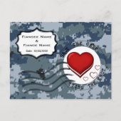 Carte Postale Faire-part USN Navy Sauvez la date et les coeurs (Devant)