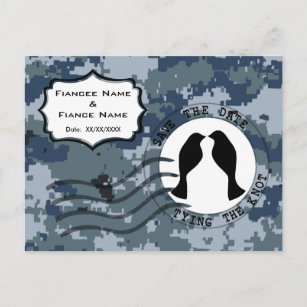 Carte Postale Faire-part USN Navy Sauvez la date et les Inséparables