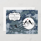 Carte Postale Faire-part USN Navy Sauvez la date et les Inséparables (Devant / Derrière)