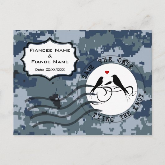 Carte Postale Faire-part USN Navy Sauvez la date et les Inséparables (Devant)
