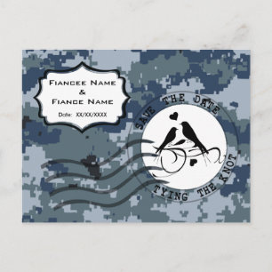 Carte Postale Faire-part USN Navy Sauvez la date et les Inséparables