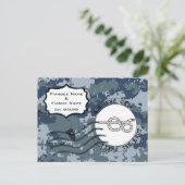Carte Postale Faire-part USN Navy Save the Date et Nœud (Debout devant)