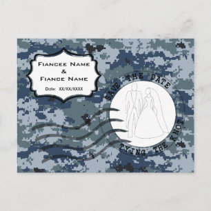 Carte Postale Faire-part USN Navy Save the Date & Mariés