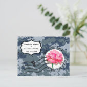Carte Postale Faire-part USN Navy Save the Date & Rose (Debout devant)