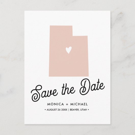 Carte Postale Faire-part UTAH State Destination Mariage N'IMPORTE QUELLE CO (Devant)