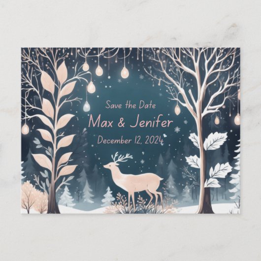 Carte Postale Faire-part Vacances Enchantées & Noël Mariage Enregistrer le  (Devant)