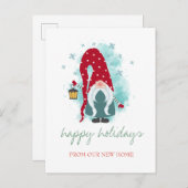 Carte Postale Faire-part Vacances Nous avons déménagé,Père Noël,Flocons de (Devant / Derrière)