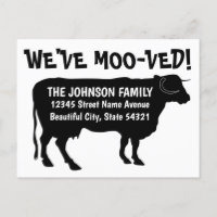 Vache drôle déménageant Nouvelle adresse Nous avon