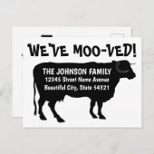 Carte Postale Faire-part Vache drôle déménageant Nouvelle adresse Nous avon (Devant / Derrière)