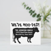 Carte Postale Faire-part Vache drôle déménageant Nouvelle adresse Nous avon (Debout devant)