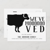Carte Postale Faire-part Vache drôle simple Nous avons déplacé une nouvelle (Devant / Derrière)
