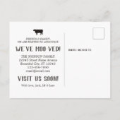 Carte Postale Faire-part Vache drôle simple Nous avons déplacé une nouvelle (Dos)