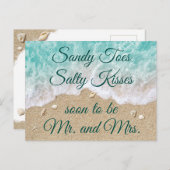 Carte Postale Faire-part Vagues de Plage Sable aux Pieds Baisers Salés Sauv (Devant / Derrière)