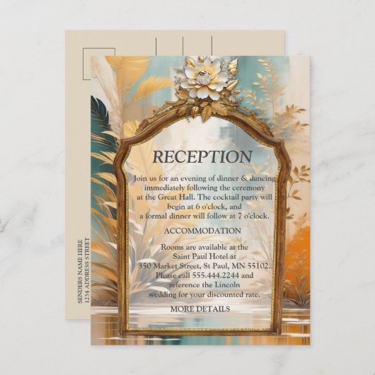 Carte Postale Faire-part Vagues et paysages asiatiques artistiques orientau (Devant / Derrière)