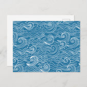 Carte Postale Faire-part Vagues océaniques bleues et blanches (Devant / Derrière)