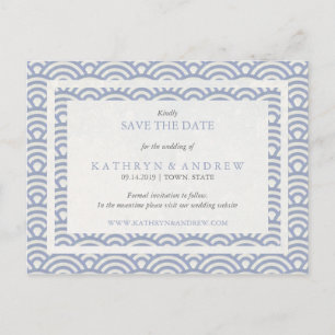 Carte Postale Faire-part Vagues Seigaiha japonaises Enregistrer la date san